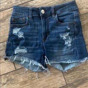 American eagle super stretchy distressed shorts 0